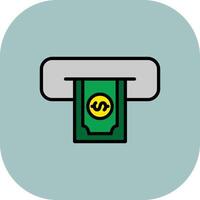 Cash Withdraw Line Filled Curve Icon vector