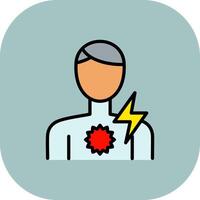 Chest Pain Line Filled Curve Icon vector