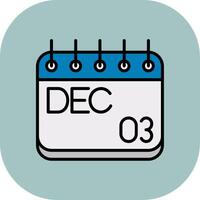 December Line Filled Curve Icon vector
