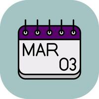 March Line Filled Curve Icon vector
