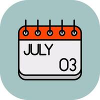 July Line Filled Curve Icon vector