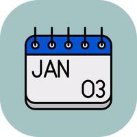 January Line Filled Curve Icon vector