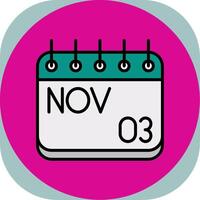 November Line Filled Curve Icon vector