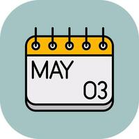 May Line Filled Curve Icon vector