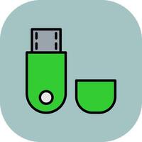 Usb Flash Drive Line Filled Curve Icon vector