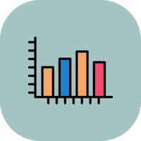 Bar Chart Line Filled Curve Icon vector