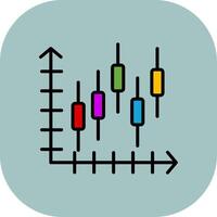Candlestick Chart Line Filled Curve Icon vector