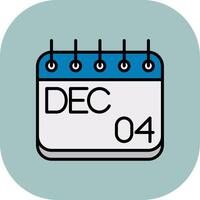 December Line Filled Curve Icon vector