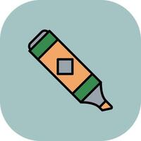 Highlighter Line Filled Curve Icon vector