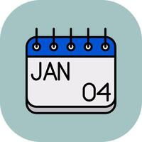 January Line Filled Curve Icon vector