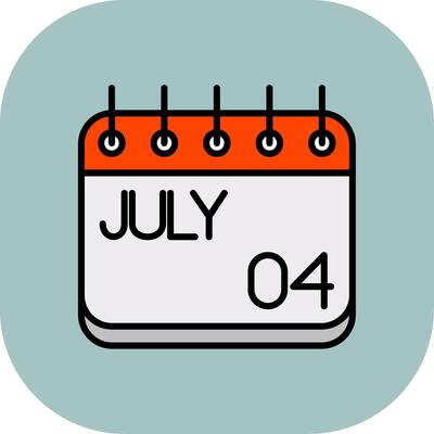 July Line Filled Curve Icon