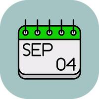 September Line Filled Curve Icon vector