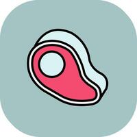 Steak Line Filled Curve Icon vector