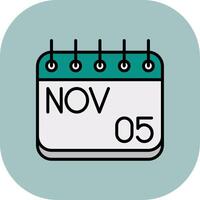 November Line Filled Curve Icon vector