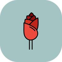 Rose Line Filled Curve Icon vector