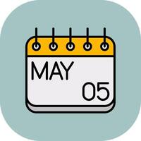 May Line Filled Curve Icon vector