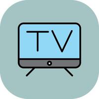 Television Line Filled Curve Icon vector