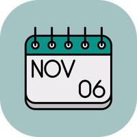 November Line Filled Curve Icon vector