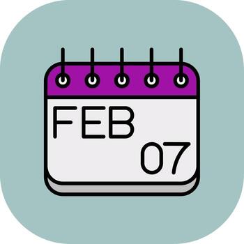 Februray Line Filled Curve Icon vector