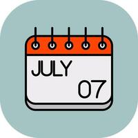 July Line Filled Curve Icon vector