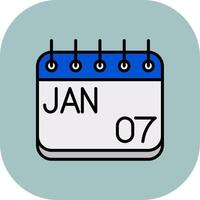 January Line Filled Curve Icon vector