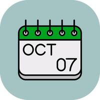 October Line Filled Curve Icon vector