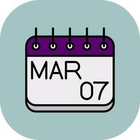 March Line Filled Curve Icon vector