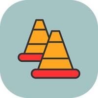 Traffic Cone Line Filled Curve Icon vector