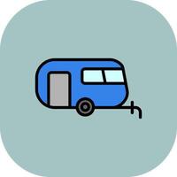 Carvan Line Filled Curve Icon vector