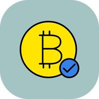 Bitcoin Accepted Line Filled Curve Icon vector