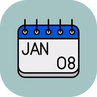 January Line Filled Curve Icon vector