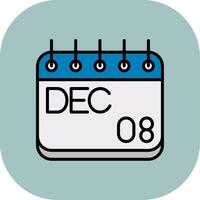 December Line Filled Curve Icon vector