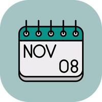 November Line Filled Curve Icon vector