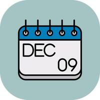 December Line Filled Curve Icon vector