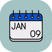 January Line Filled Curve Icon vector