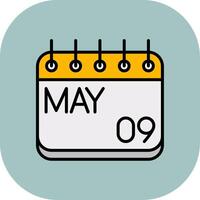 May Line Filled Curve Icon vector