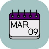 March Line Filled Curve Icon vector