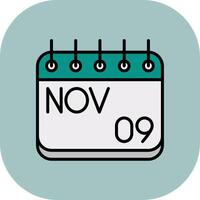 November Line Filled Curve Icon vector