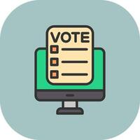 Online Voting Line Filled Curve Icon vector