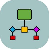 Flowchart Line Filled Curve Icon vector