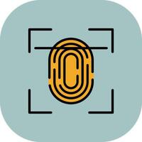 Fingerprint Scan Line Filled Curve Icon vector