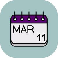 March Line Filled Curve Icon vector