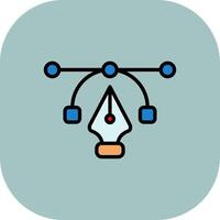 Pen Tool Line Filled Curve Icon vector