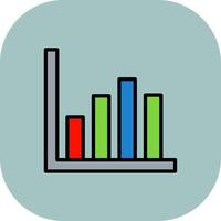 Bar Chart Line Filled Curve Icon vector