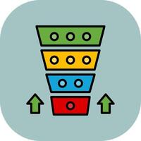 Funnel Chart Line Filled Curve Icon vector