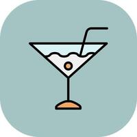Martini Line Filled Curve Icon vector