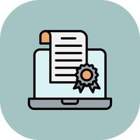 Certificate Line Filled Curve Icon vector