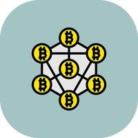 Blockchain Line Filled Curve Icon vector
