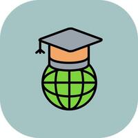 Worldwide Learning Line Filled Curve Icon vector