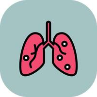 Damage Lungs Line Filled Curve Icon vector